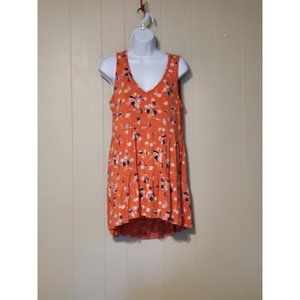 Terra & Sky Women's (0X) 14W Coral Blue/Wht Floral Peplum Tank Ruffled Layers